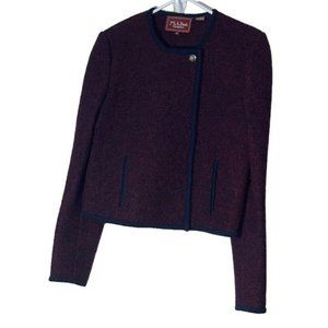 Vintage Jos A. Bank Womens 100% Wool Cardigan Coat Size 10 Wine Purple Snap